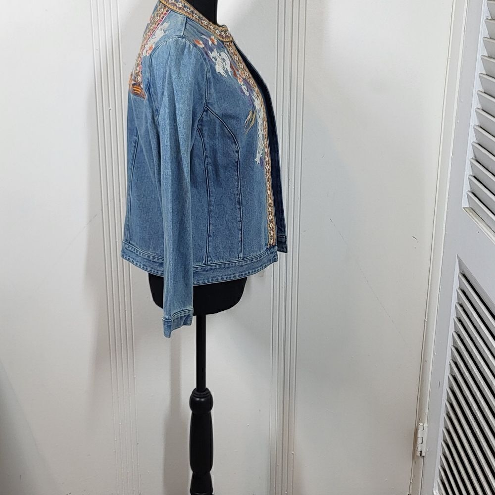 Chico's Denim Embroidered Jean Jacket - Picture 4 of 11